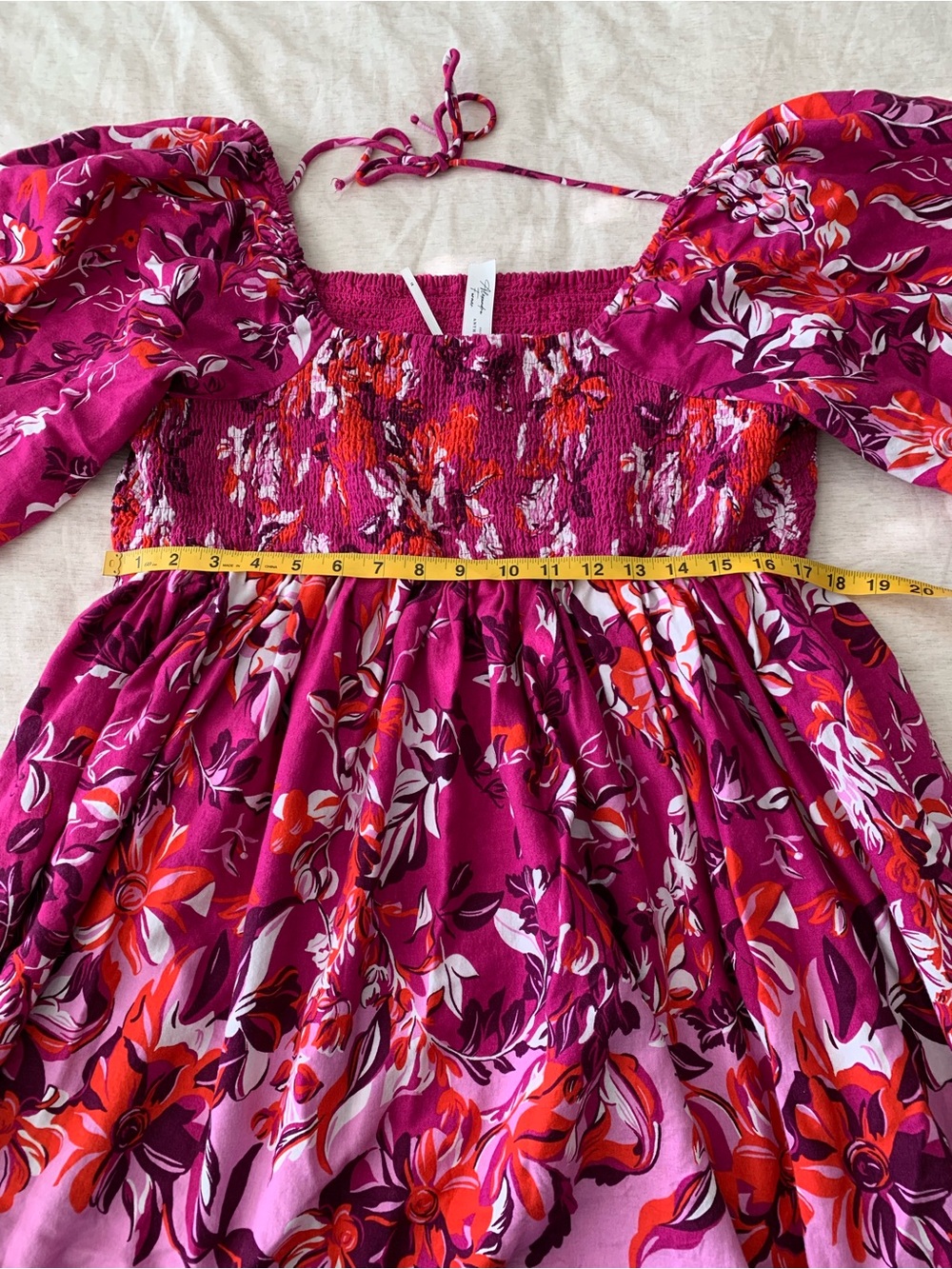 Anthropologie dress Floral Smocked Peasant mini women’s size XL - Picture 3 of 8